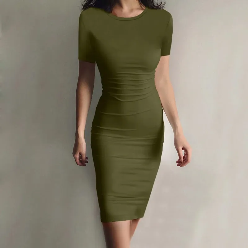 Summer Dress High Stretch Tank Robe Solid Short Sleeve Casual Slim Long Pencil Dress Women Sexy Maxi Dress Elegant Thin Vestido