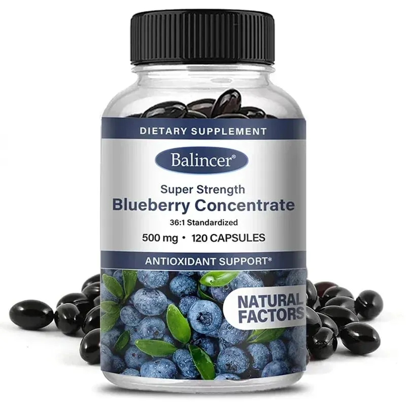 Blåbärskapslar - 500 mg bra för hjärnan Hjärtats hälsa Ögonvård Antioxidant främjar slät hud - 120 kapslar
