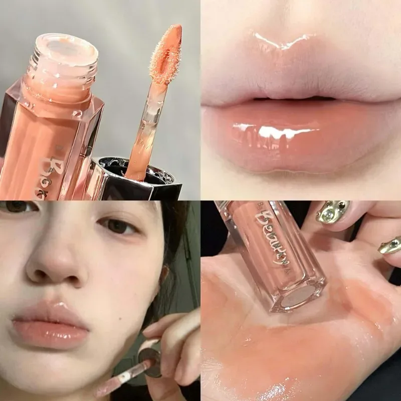 Ice διάφανο καφέ Lip Gloss Ενυδατικό γυαλιστερό υγρό κραγιόν Nude Water Light Glass Mirror Lip Glaze Μακιγιάζ μακράς διαρκείας