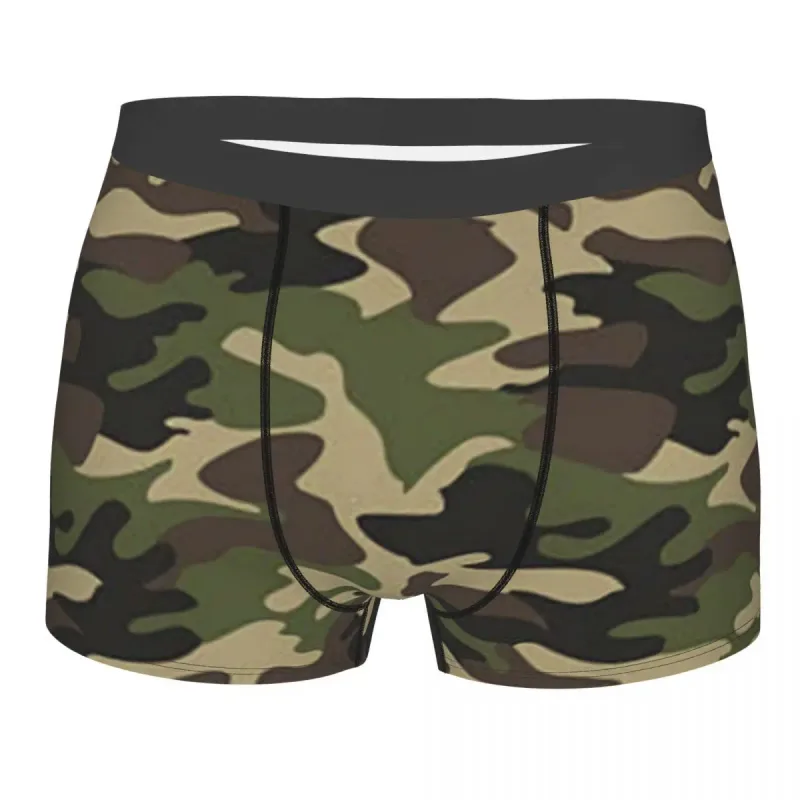 Muž Cool WW2 Camo Spodní prádlo Německo Arm Vojenské Maskovací Boxer Kalhotky Strečové šortky Kalhotky Kalhotky