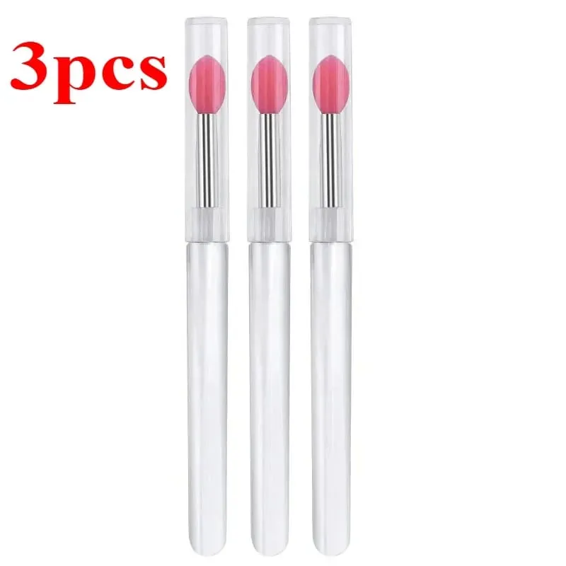 3/5/10 Buah Aplikator Stik Bibir Kuas Lipstik Silikon Lembut Pegangan Jernih Portabel Alat Kecantikan Lipgloss Microbrush Bersih
