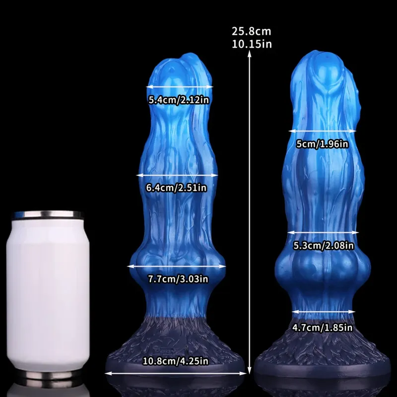 Διπλό στρώμα σιλικόνης Fantasy Dog Knot Dildo Blue Butt βύσμα με κορόιδο πρωκτικό διαστολέα Αυνανικό παιχνίδι σεξ για ενήλικες 18+