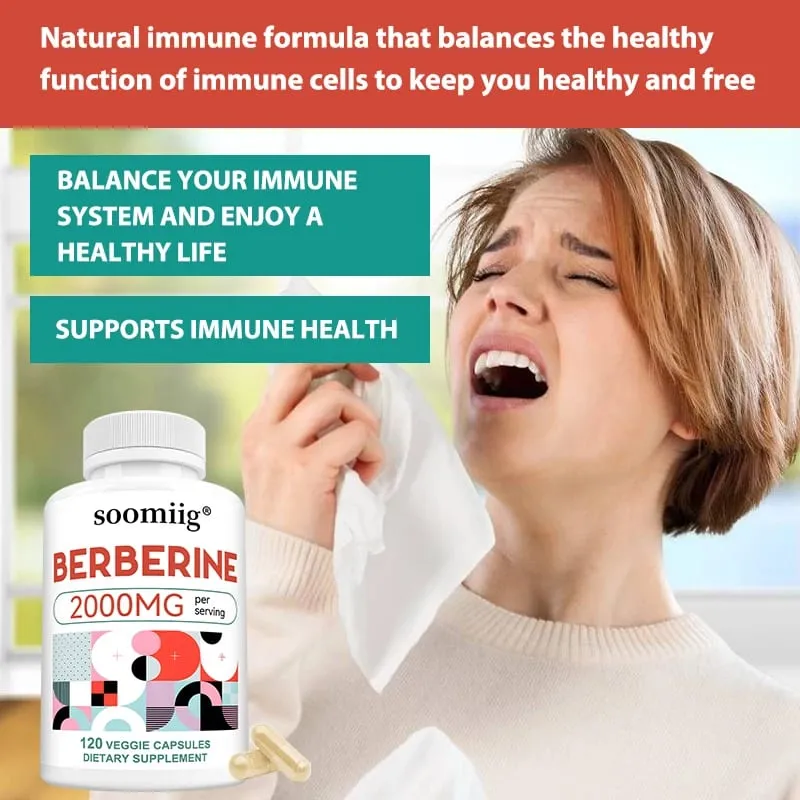 Berberine Capsules 2000mg Supports Heart Cardiovascular Health Digestion Liver Health Immunity & Metabolic Balance