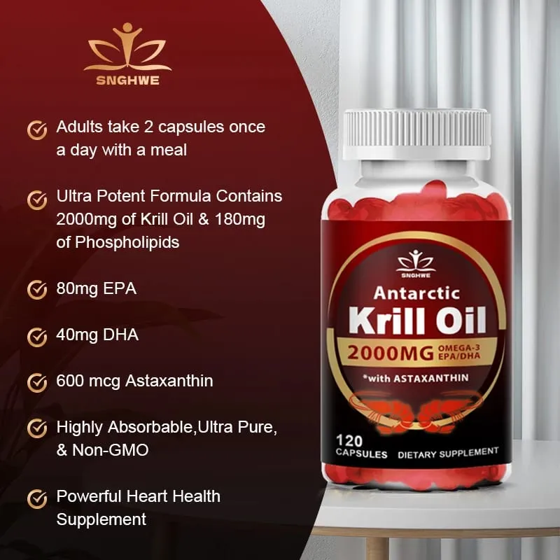 Antarctic Krill Oil-2000mg Per Serving-with Omega-3s EPA DHA & Astaxanthin-Supports Healthy Joints Brain Heart& Blood Pressure — image 4