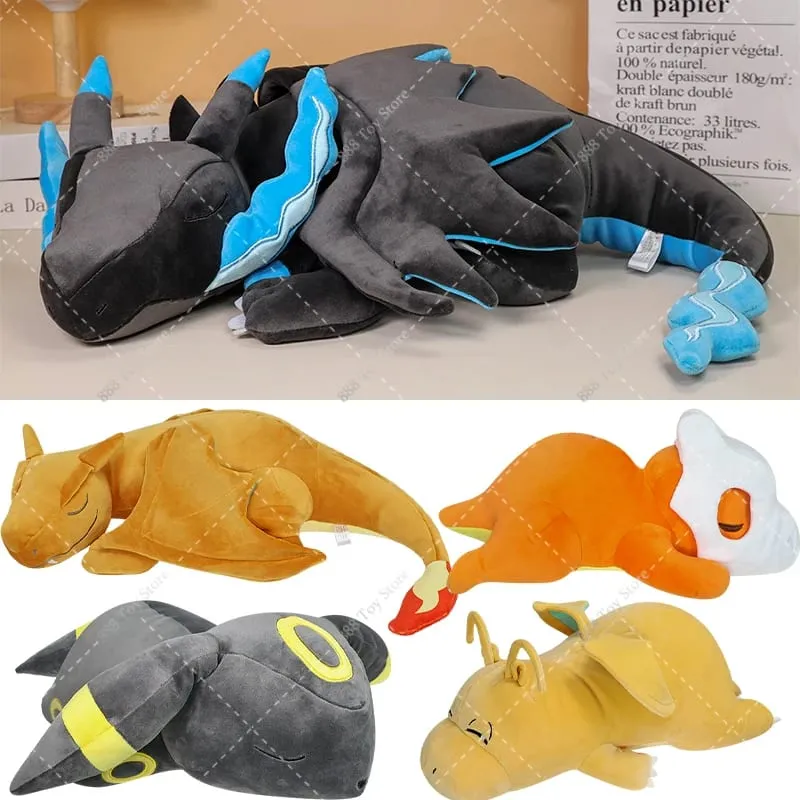 Hot Sale Pokemon Mega Charizard X Sleeping Plush Pillow Series Cute Garchomp Mew Umbreon Cubone Sofa Cushion Stuffed Peluche Toy