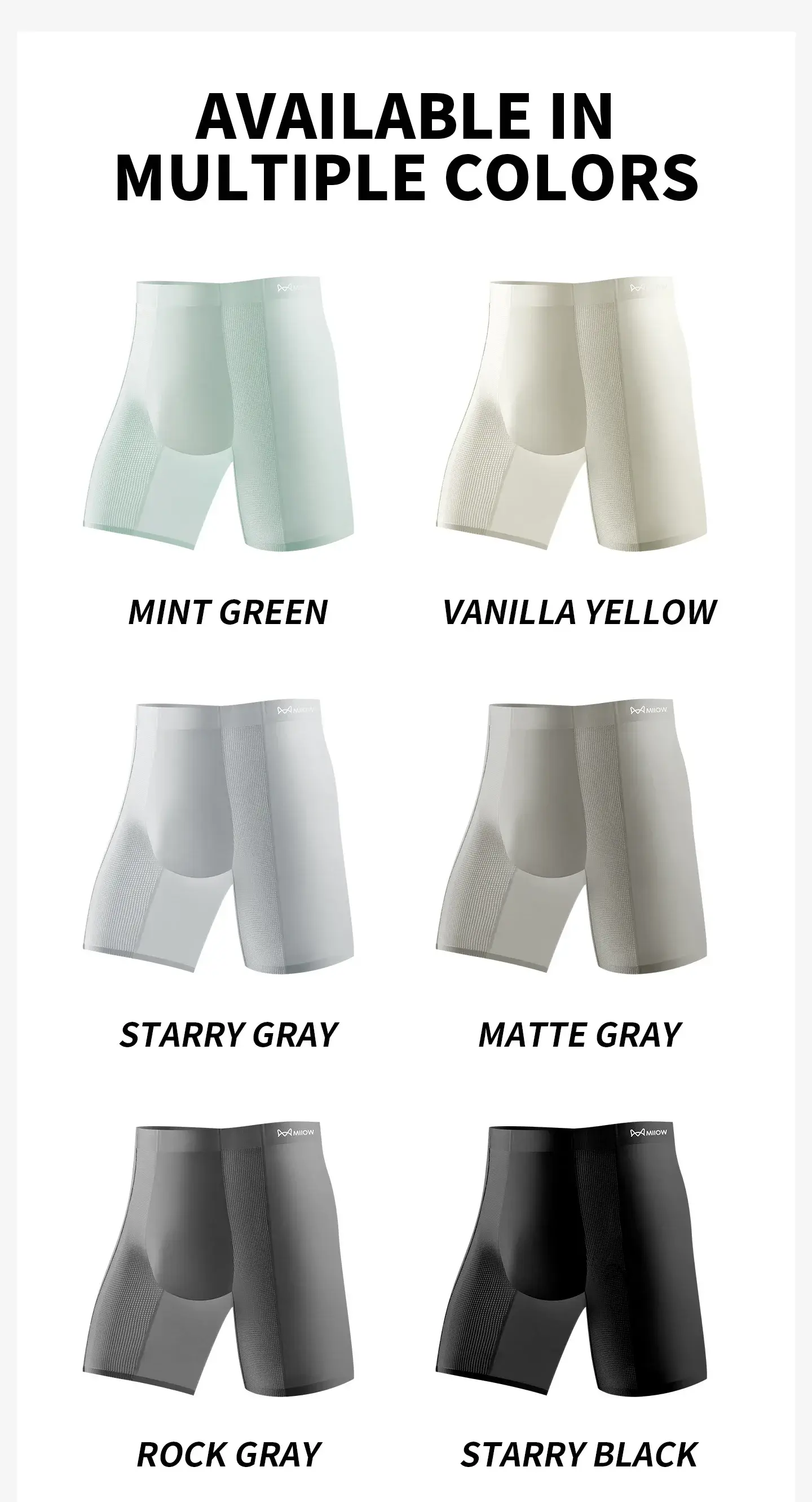 MiiOW 3Pcs Ice Silk Men's Underwear Boxershorts 10A Antibacterial Men Panties Breathable Mesh Man Summer Sports Underpants Boxer