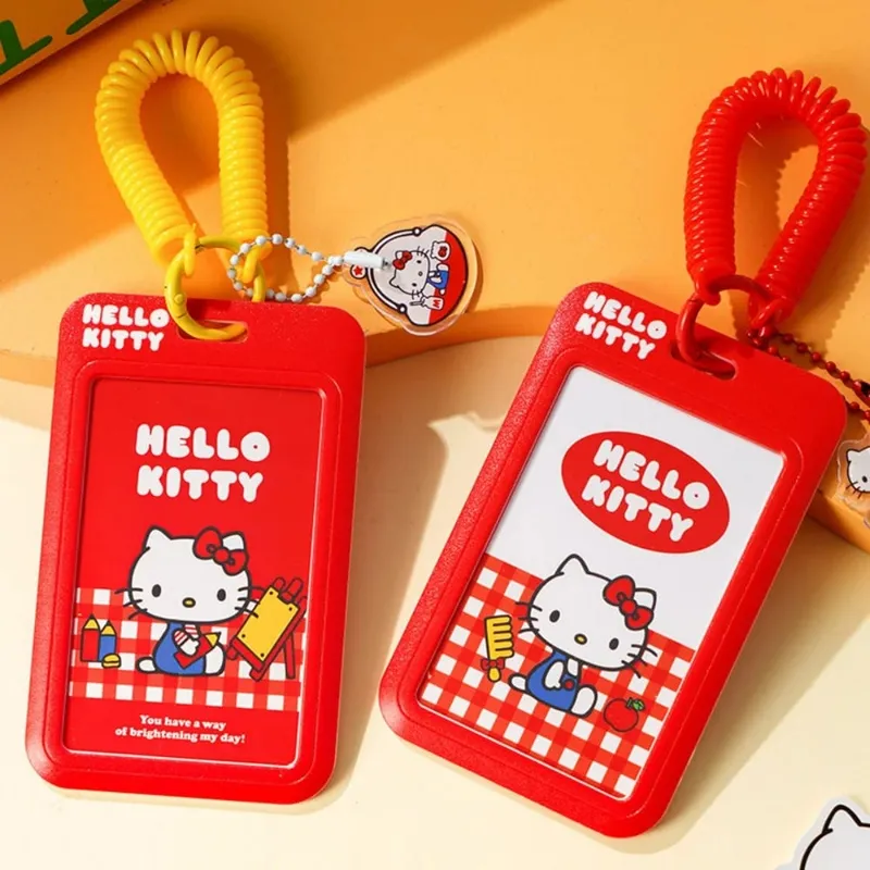 Asli Sanrio Hello Kitty Slide ID Tag Nama Identitas Pemegang Lencana Reel Kasus Izin Kerja Staf Karyawan Lulus Kartu Kerja Hadiah