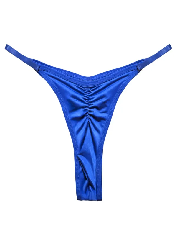 1pc Men's High Slit Ruched Thong - Ice Silky Smooth Semi Sheer, Ultra Sexy Breathable No-Stick Soft Casual Men Underwear