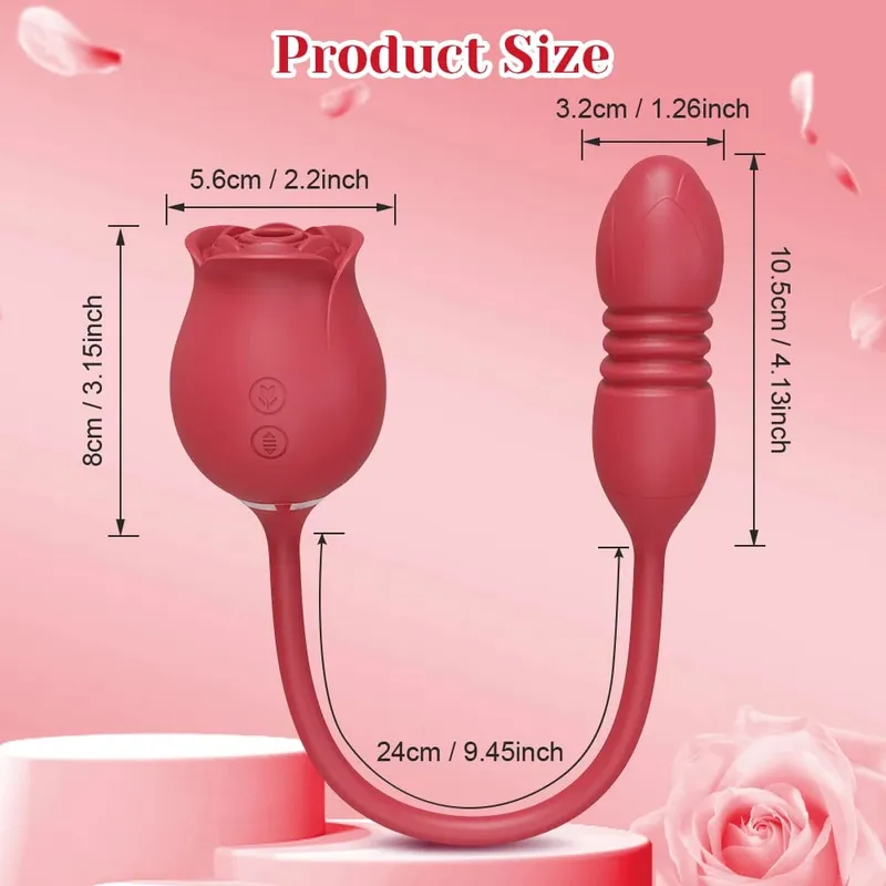 Rose-Sucking Thrusting Dildo Vibrator για γυναίκες Διεγέρτης κλειτορίδας θηλής Δόνηση γλώσσας αυγού που γλύφει κλειτορίδα Sucker σεξουαλικά παιχνίδια