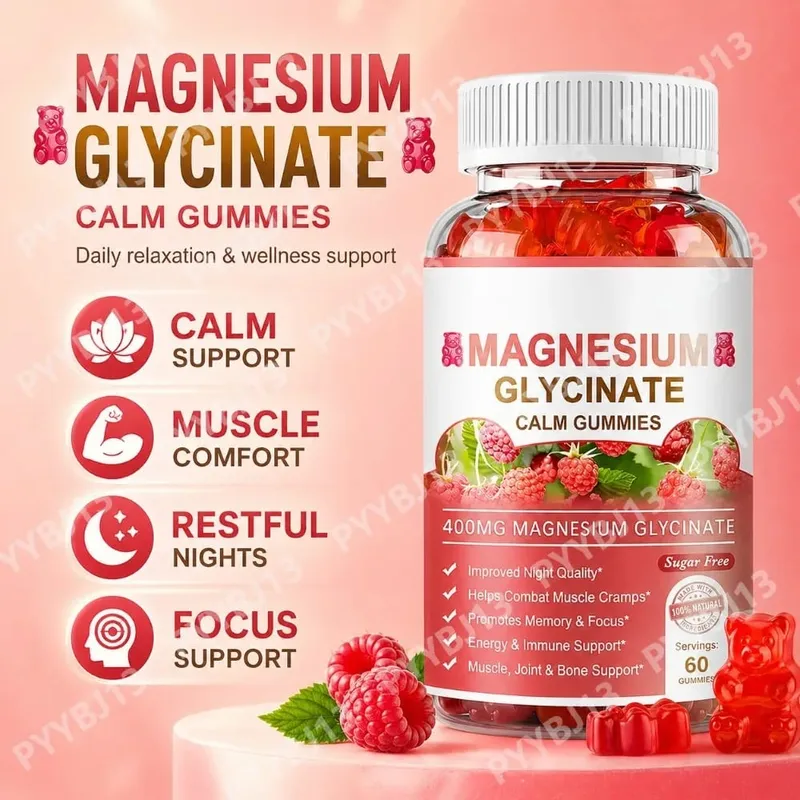 Σερβία Magnesium Gummies-Γλυκινικό μαγνήσιο και μηλικό μαγνήσιο Συμπλήρωμα καλίου μαγνησίου χωρίς ζάχαρη για υποστήριξη της υγείας