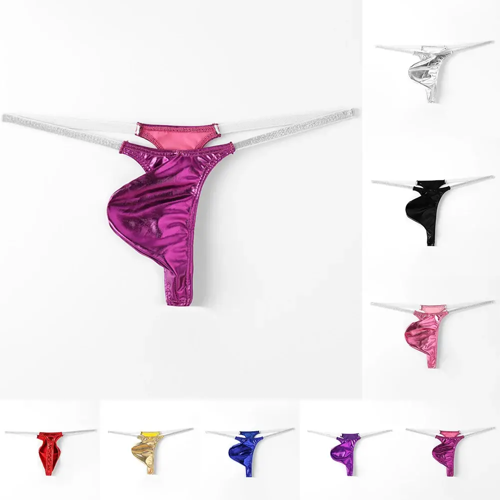 Average Size Mens Underwear Low Waist Shiny T-back Underwear Mini Underwear Mini G-Strings Shiny Fabric All Season Wear