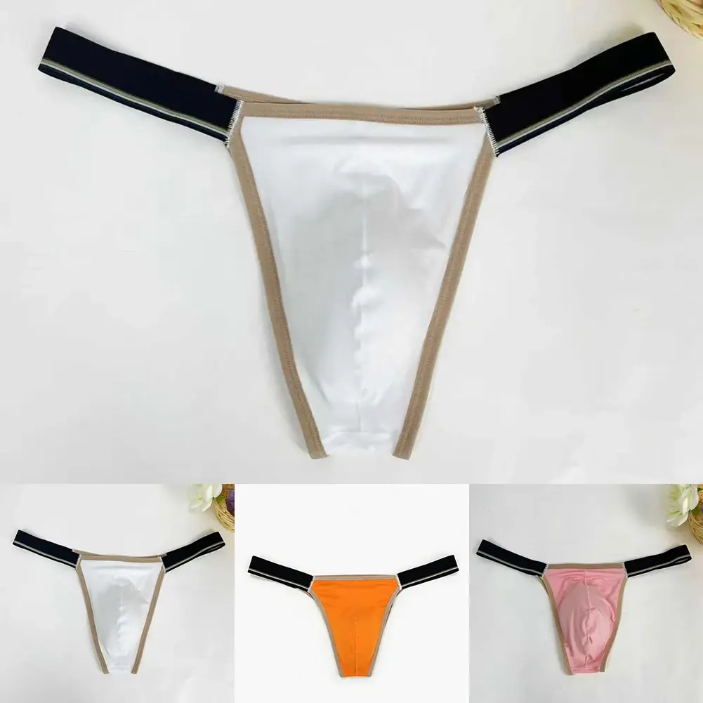 Breathable Low Waist Men Ice Silk Thongs Thin Underpants Men's Panties Lingerie Underwear Male Briefs Male Thongs