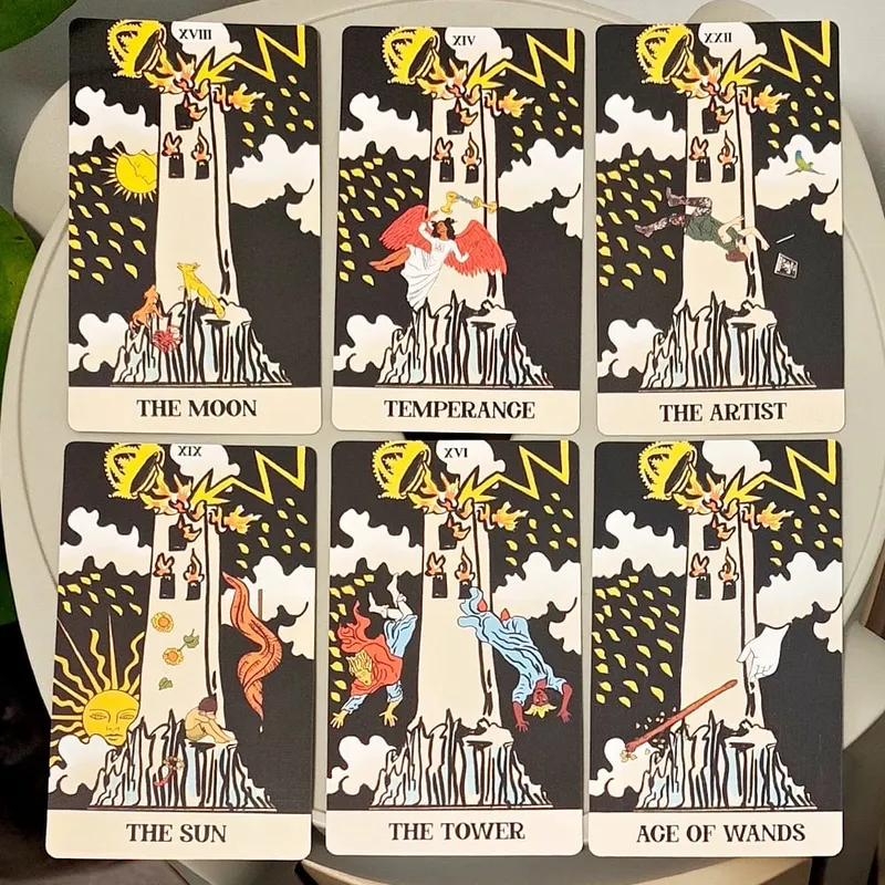 12*7cm Tower Takeover Deck Tarot in Rigid Box Μοναδικό σετ Ταρώ 79 καρτών για Μεταμόρφωση & Απελευθέρωση Διπλό ανάγλυφο