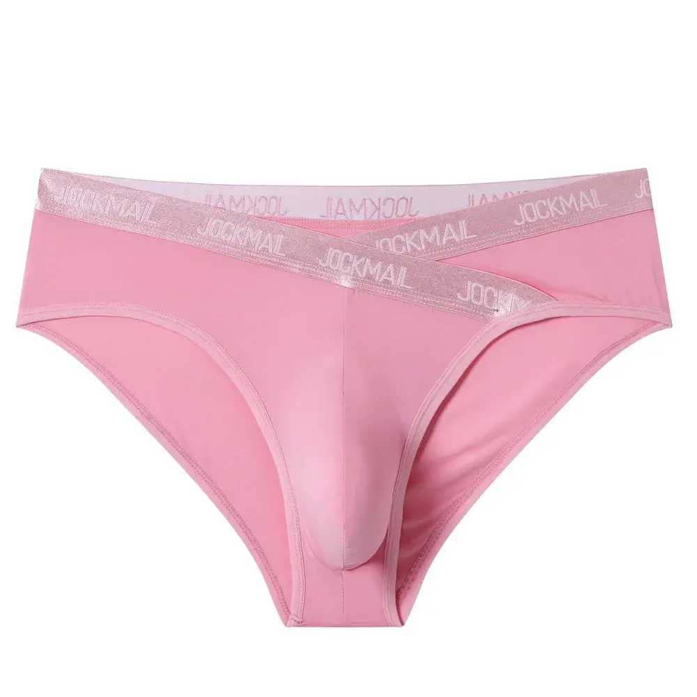 Jockmail Mens Underwear Low Waist Sexy Letter Sports Breathable Summer Ice Silk Briefs Big Bag Nylon Solid Color Man Panties