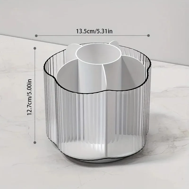 360° Umiikot na Makeup Brush Holder Nababakas 6 Grids Cosmetics Storage Box Round Revolving Makeup Brushes Tools Organizer Box — image 2