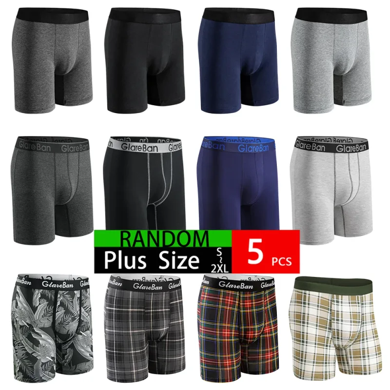 5 pz Set Mid-Lungo Casuale Boxer di Cotone Shorts Intimo Uomo Mutande Maschili per Gli Uomini Boxer Scivola Mutandine Morbide Slip di marca