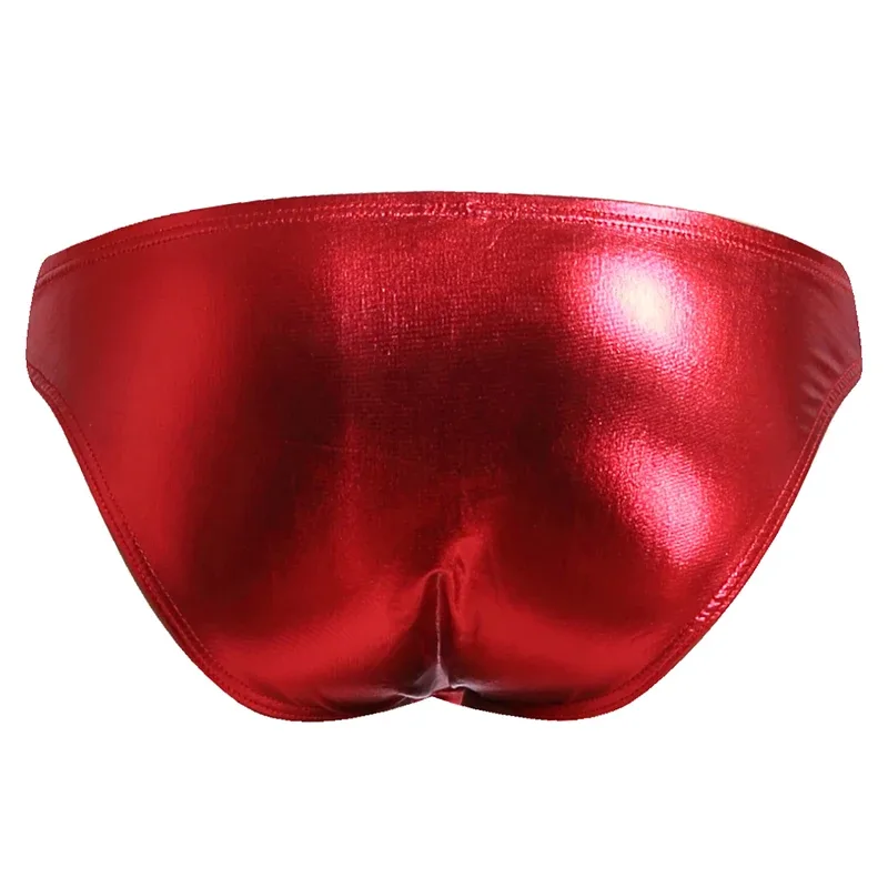 Men's Fashion Low Waist Imitation Leather Briefs with U Convex Pouch Sexy Underwear Lingerie 3PCS/2PCS/1PC Set