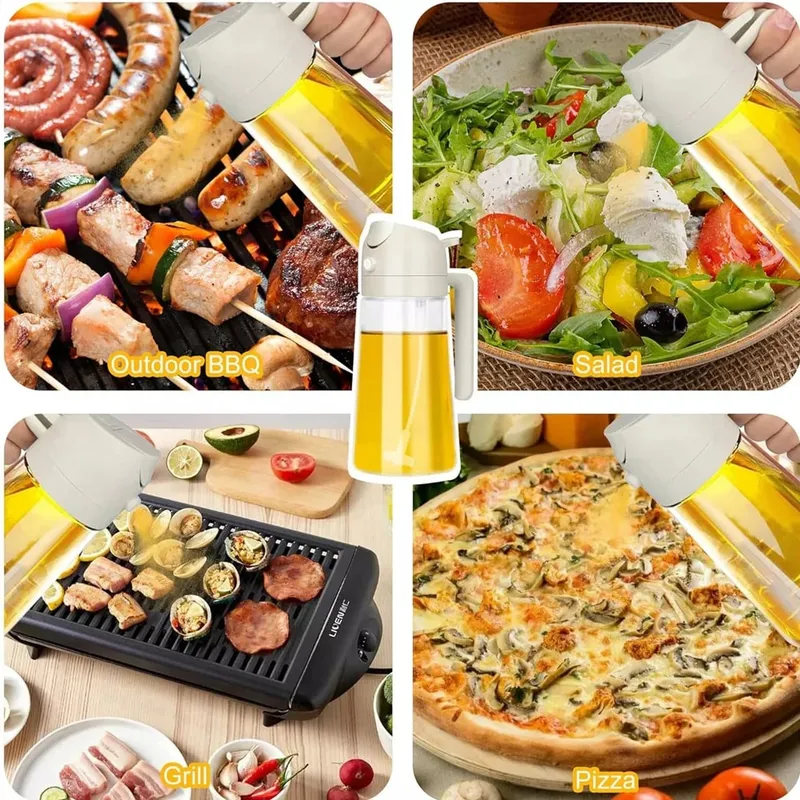 1-4 db 2 az 1-ben permetező öntő olaj Üres palack műanyag olajtartály adagoló párologtató konyhai grill kemping főzőedények