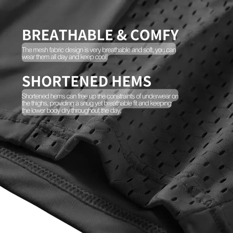 Men's Ice Silk BoxerBriefs Gold Floral Waistband Breathable Underwear Quick-Dry Skin-Friendly Sports Trunks Plus Size for Summer