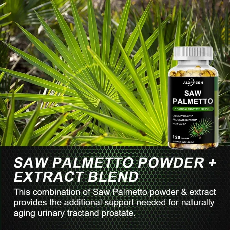כמוסות Saw Palmetto בעוצמה גבוהה עבור ערמונית שתן שלפוחית ​​השתן תוסף בריאות שיער