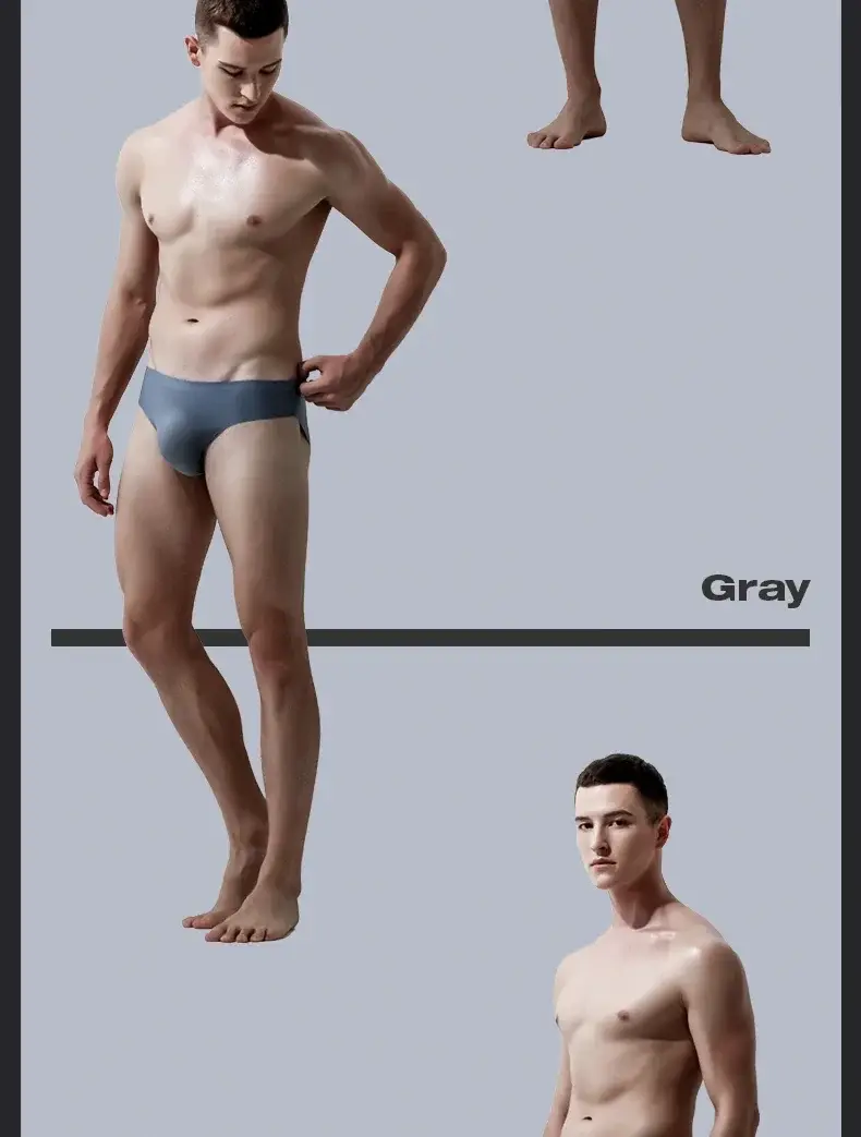 Men's underwear Men's ice silk briefs summer breathable quick-drying seamless shorts Transparent ultra-thin personality underpan