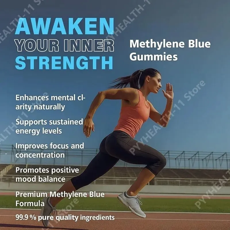 Methylene Blue Compound Gummies 5mg 30/60 Ct Blueberry Flavor para sa Sustained Energy Mental Clarity at Mood Cellular Support