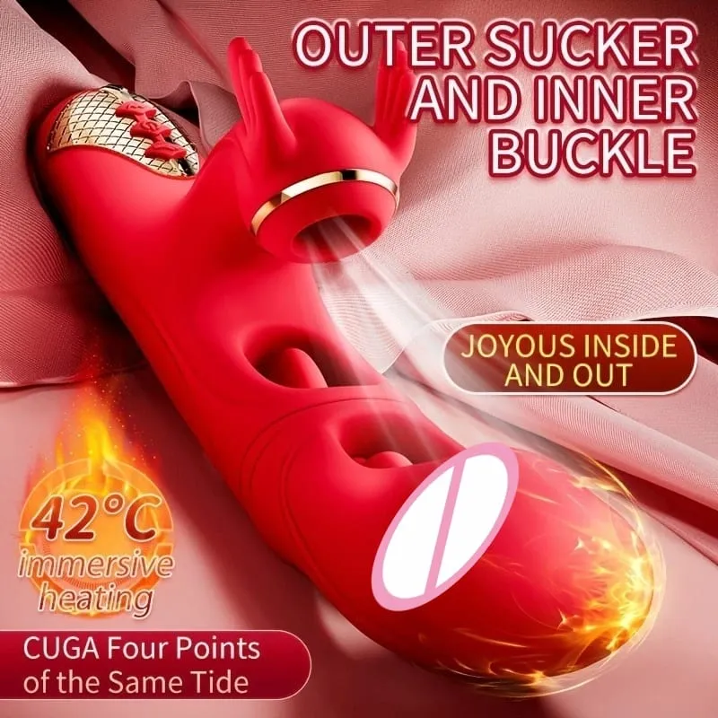 4in1 Thrusting Dildo Vibrator για γυναίκες Θερμαντικός Κηλιδωτής G Picking Clitoris Stimuler Κολπικό μασάζ Παιχνίδια σεξουαλικής επαφής Γυναικείο αυνανισμό