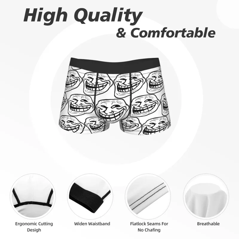 Rage Comic Trollfac Trunk Funny Anime Pouch Underwear Hot Sale Corak Boxer Brief Selesa Lelaki Seluar Dalam Plus Saiz