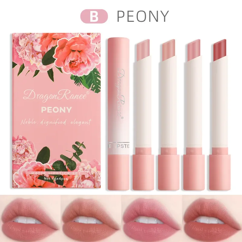 Σετ κραγιόν τσιγάρων 4 τμχ Velvet Matte Lip Gloss Αδιάβροχο Smoke Lip Stick σέξι Κόκκινη απόχρωση χειλιών Γοητευτικό μακιγιάζ για τα χείλη