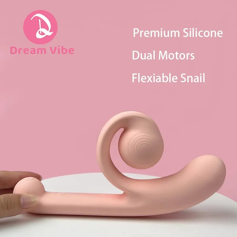 Csiga Műpénisz Vibrátor Állítható Clit Fit Behatolás G-Spot Dual Motors Pleasure Women Sex Toy Dupla stimulációs játék Szerelem 18+