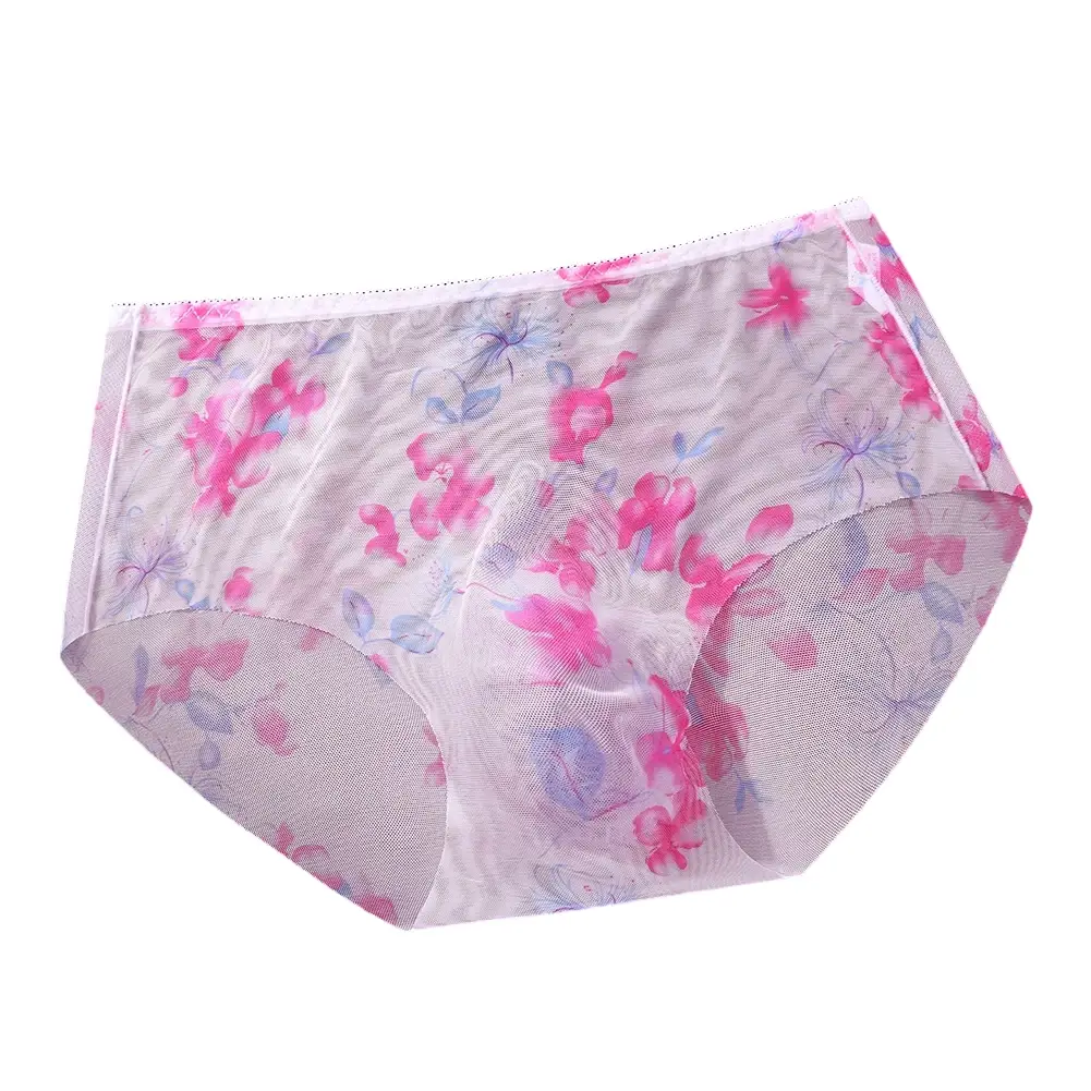 1pc Men's Thin Mesh Briefs Underwear 3D Bulge Pouch Underpants Print See Through Sissy Panties Elastic Breathable Briefs