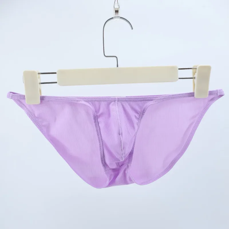 Men Fashion Ribbing Sexy High Fork Underwear Briefs U Convex Pouch Low Rise Man Comfortable Underpants Quick-drying