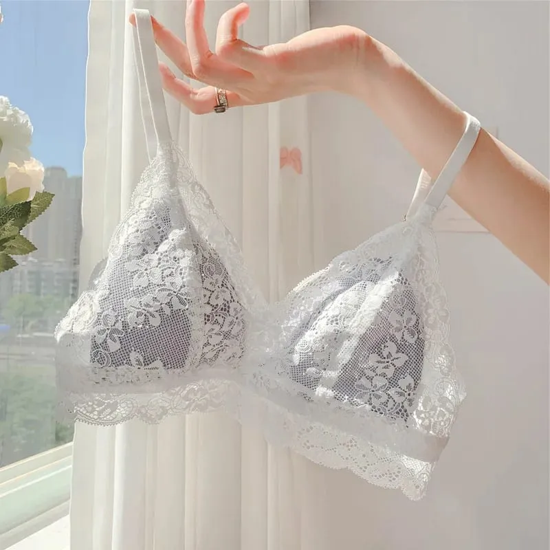 Γαλλικό καλοκαιρινό Bralette - Ασύρματο σουτιέν Push-Up για μικρό στήθος εξαιρετικά λεπτό τριγωνικό κύπελλο & σέξι σετ εσωρούχων & σέξι Tushy