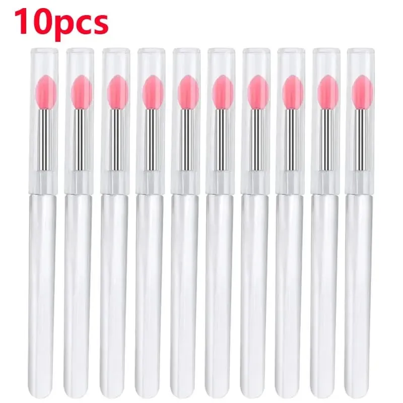 3/5/10 Buah Aplikator Stik Bibir Kuas Lipstik Silikon Lembut Pegangan Jernih Portabel Alat Kecantikan Lipgloss Microbrush Bersih