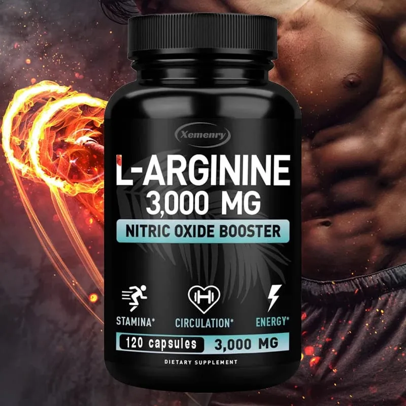 L-Arginine 3000mg - for Energy Strength and Endurance Support During Exercise | Muscle Mass Non-GMO
