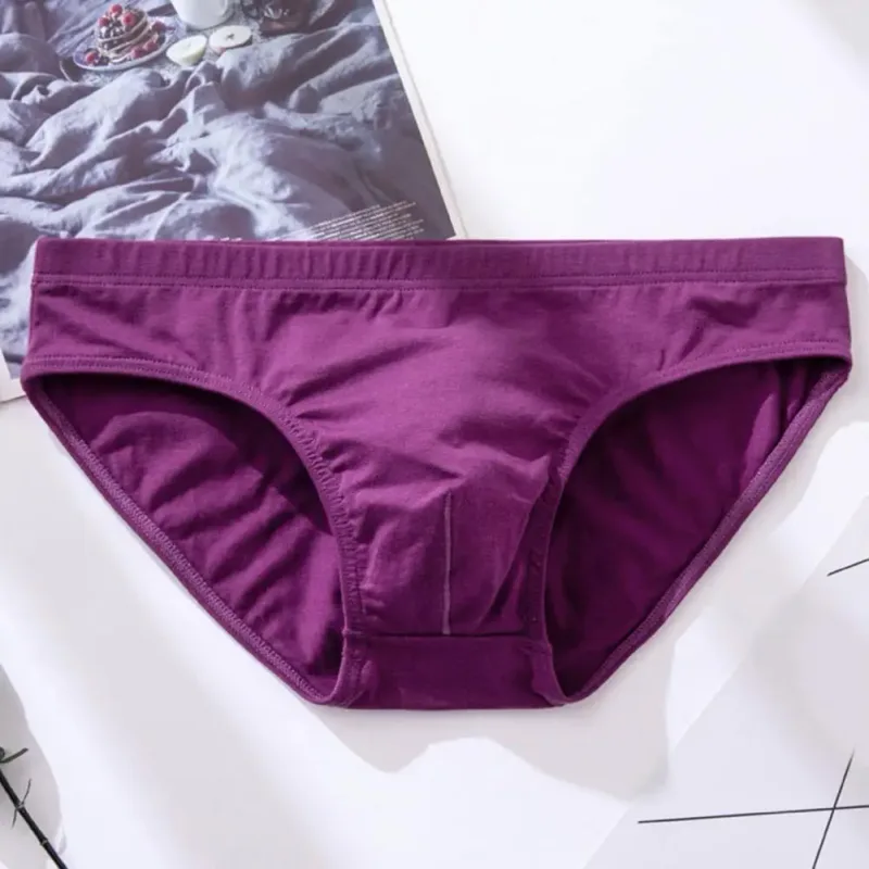 Cotton Briefs Adult Man Briefs Stretchy Breathable Solid Color Male Underwear Low Waist Cotton Underpants Plus Size Men Cotto