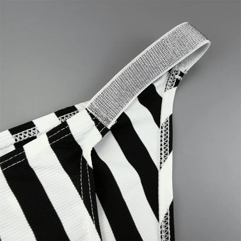 Male Striped Shiny Belt with Sexy High Fork Briefs Elastic and Comfortable Bulge Pouch Panties Quick-dry Low Waist Men Underwear