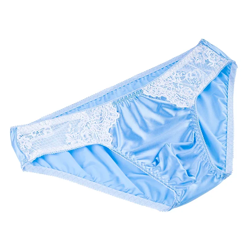 Men's Sexy Briefs Comfortable Healthy Elastic Soft Pouch mid Waist Pure Underwear Men's lace shiny gay underwear