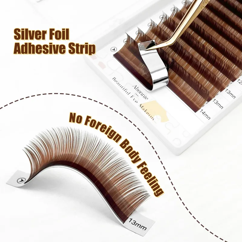 Abonnie LB Brown Lashes M Curl Classic Extension βλεφαρίδων Foxy Eye Lash Βλεφαρίδες κακάο Χρωματιστές βλεφαρίδες Χνουδωτές βλεφαρίδες