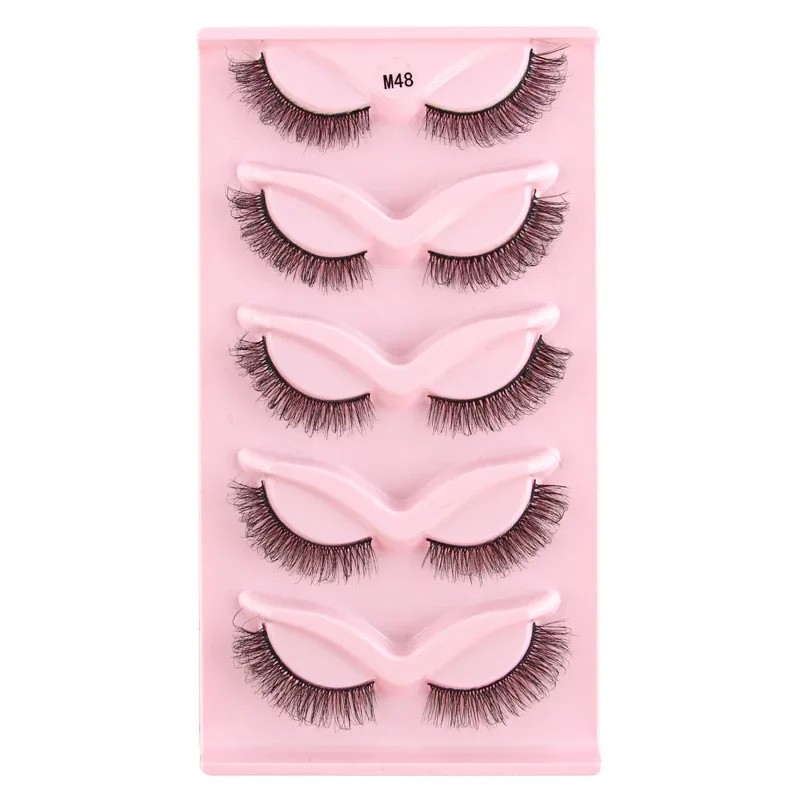 Half Eye Lashes Cat Eye Lashes 3/5/10 Ζεύγη ψεύτικες βλεφαρίδες Αφράτη απαλή φυσική εμφάνιση Clear Band 3D Mink Lashes Extension Μακιγιάζ