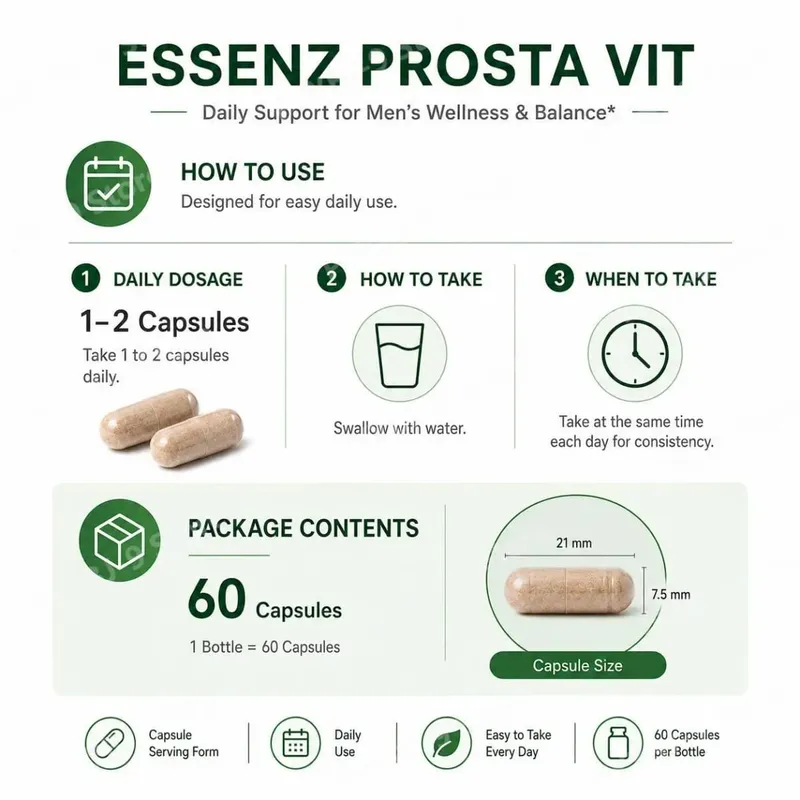Googeer Prosta Vit Essenz Capsules para sa Mga Lalaki Pantog at Urinary Tract Health Support na may Zinc Vitamin B6 Saw Palmetto 60 Count