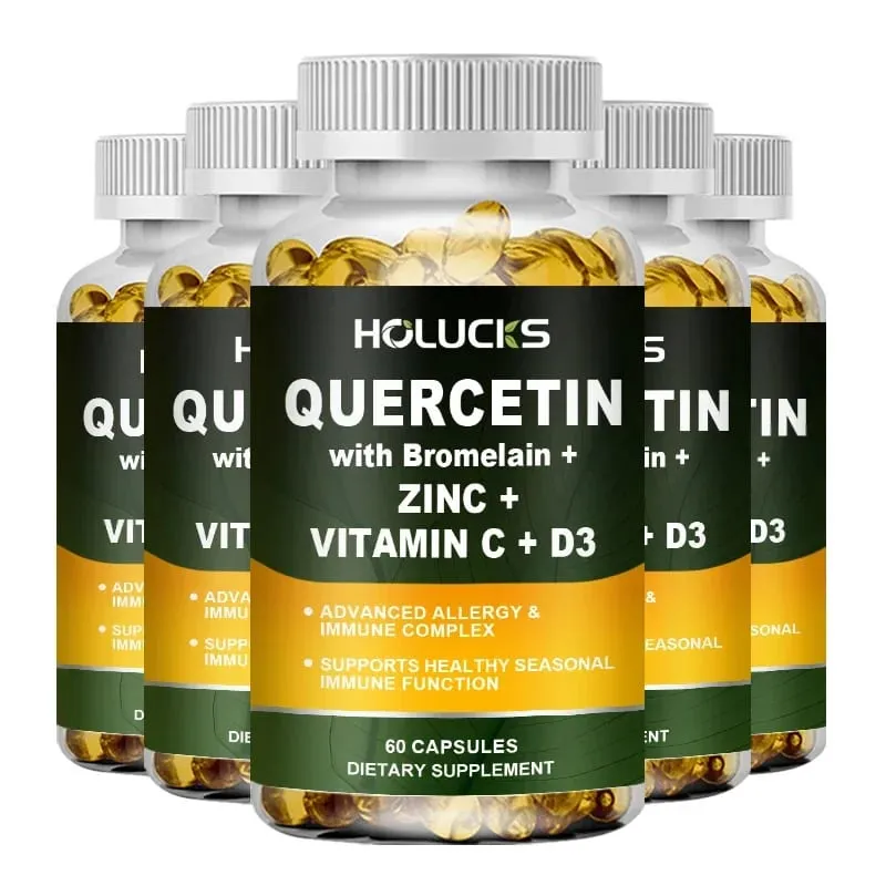 Advanced Quercetin Vitamin C + D3 Supplement with Bromelain for Immunity Skin Health & Strong Bones Overall Vitality Vegan