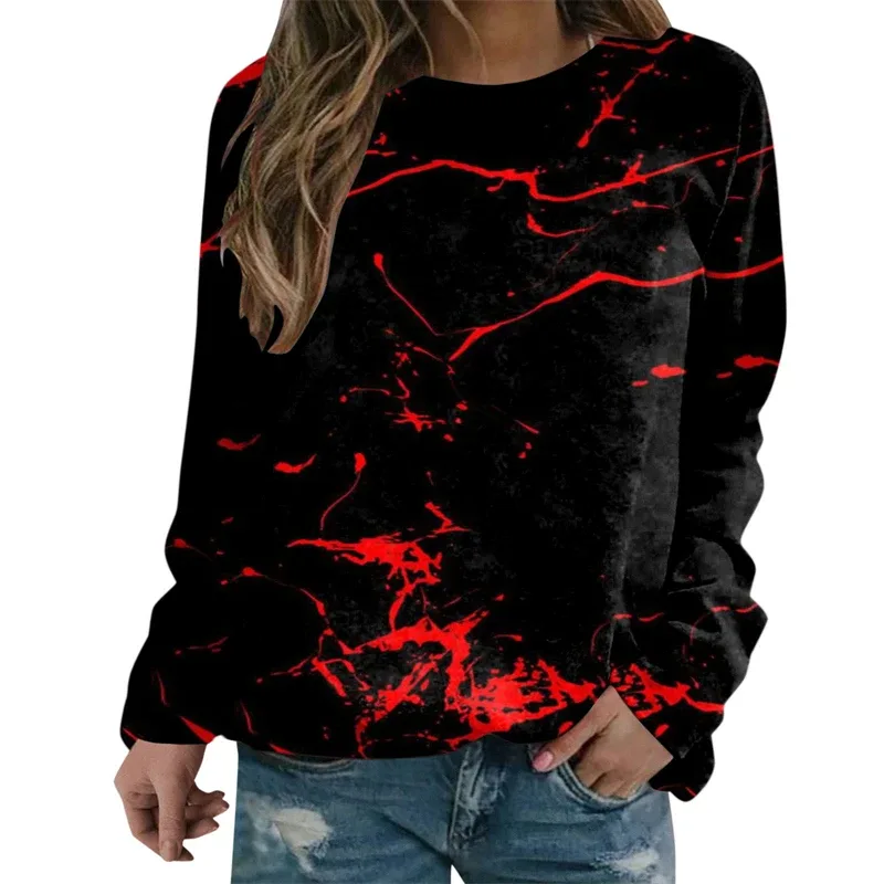 Terror Blood Graphic Sweatshirts Halloween Party Design Female Clothes I'm Fine Bloody Women Sweater Horror Ladies Y2k Pullovers