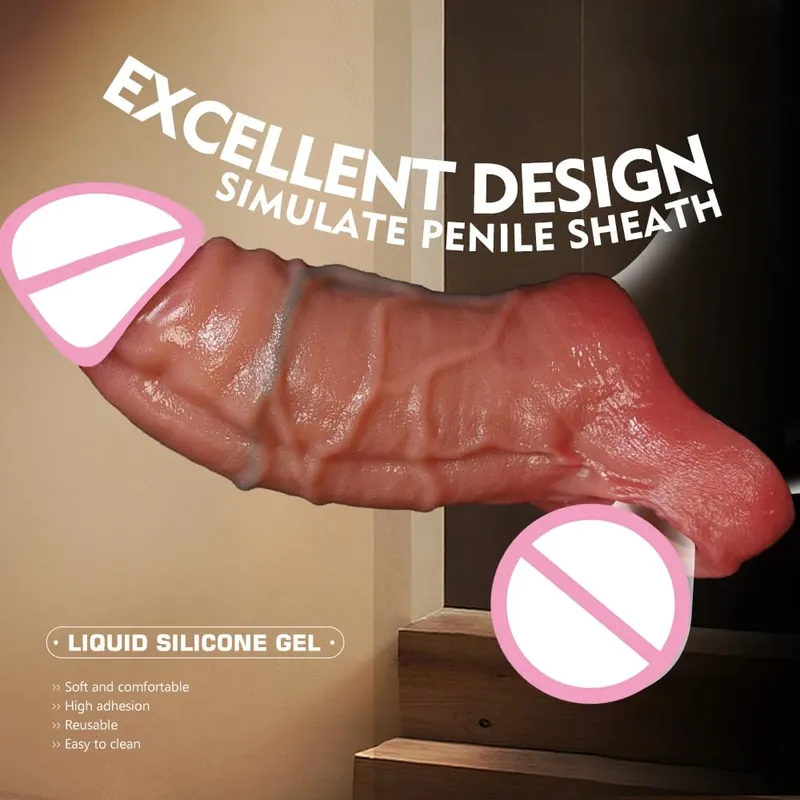 Men Sex Toys Reusable Realistic Stretchable Silicone Penis Ring Cock Ring Delay Ejaculation Semen Lock Ring Sex Toys for Men Penis Sleeve Soft Penis Dildo Locking Ring And Realistic Texture Sheath Cock Ring Penis Suitable For Men Couples Se