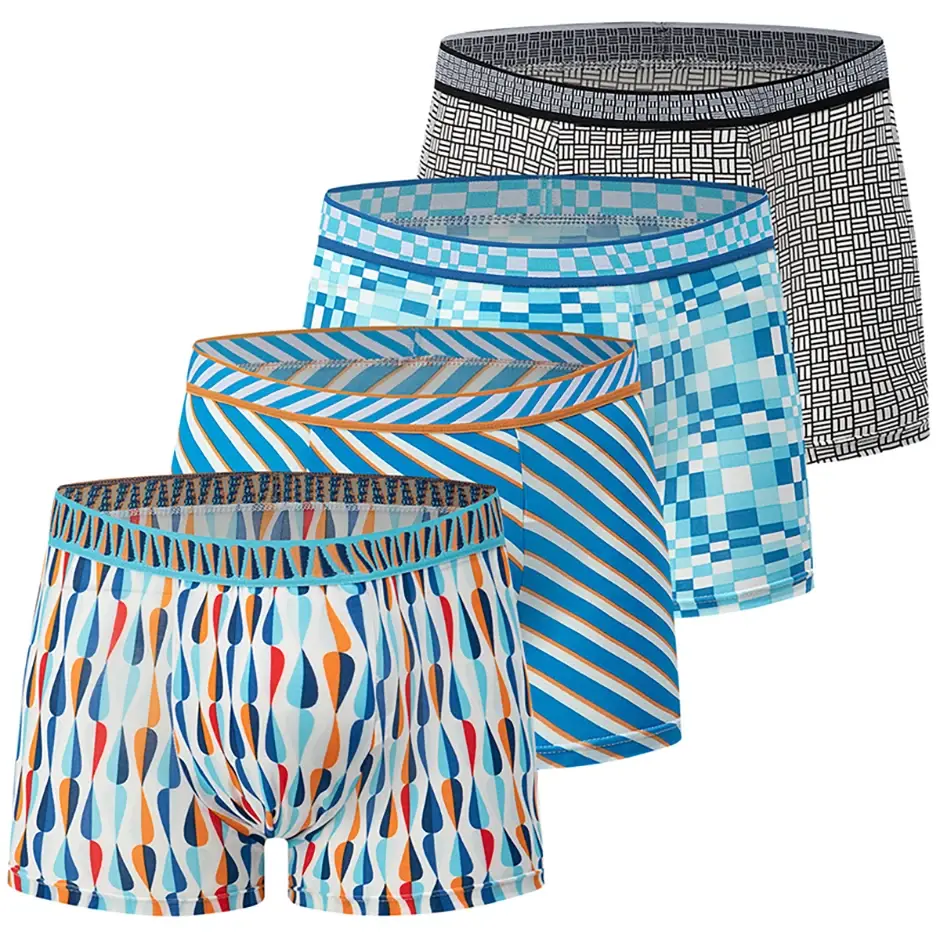 4/5piece Men's Colorful Patterned Fashionable Casual Boxer Shorts Loose And Comfortable Oversized Underwear Elastic Waist Shorts