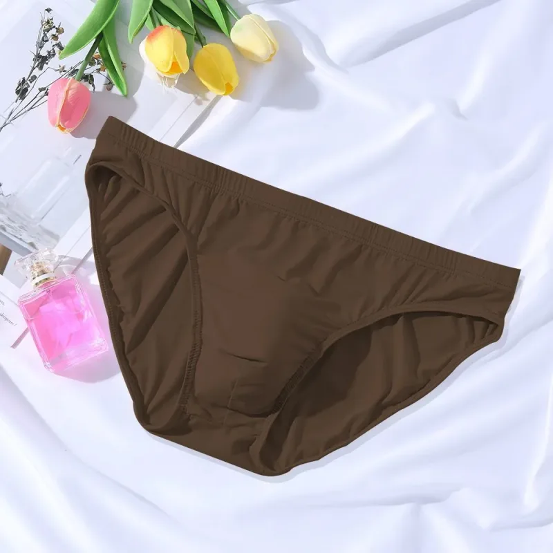 New Big Men's U Convex Underwear Ice Silk Quick Drying Briefs Summer Cool Low Waist Thin Male Underpants Plus Size