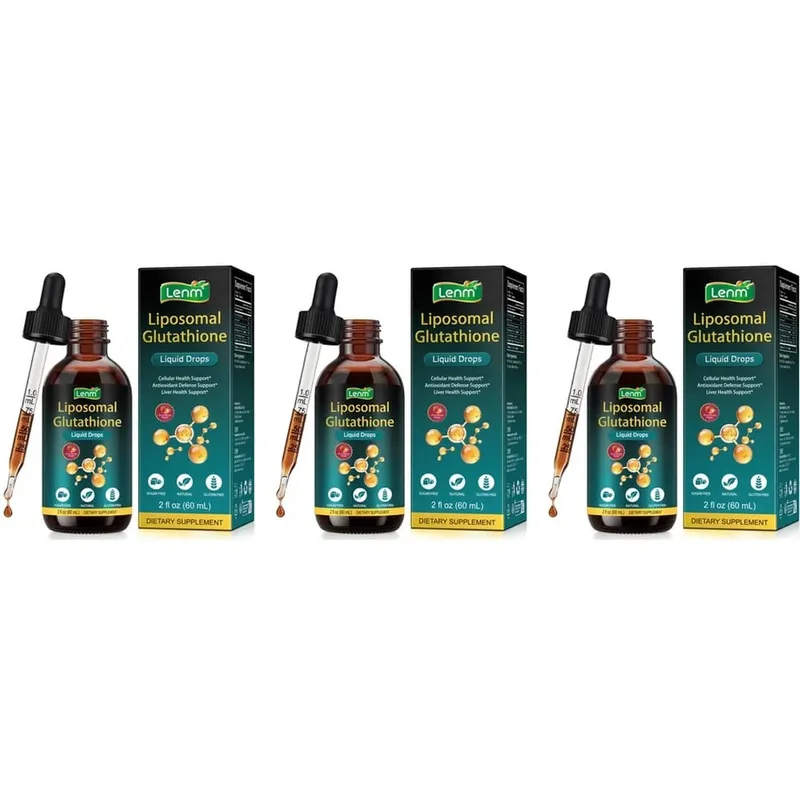 טיפות נוזלי של Lenm Liposomal Glutathione לתמיכה נוגדת חמצון בסלולר ובכבד עם NAC ויטמין C טעם תותים 60 מ"ל