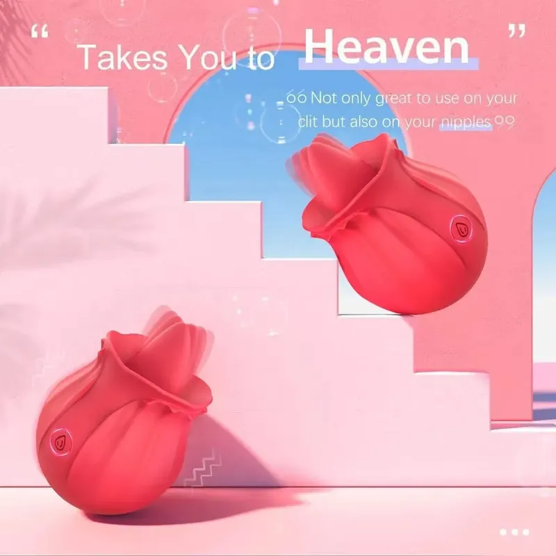 Rose Shaped Vibrator Body-Safe Silicone Sex Toy for Women Waterproof Rechargeable Multi-Speed Vibrations Discreet Adult Gift
