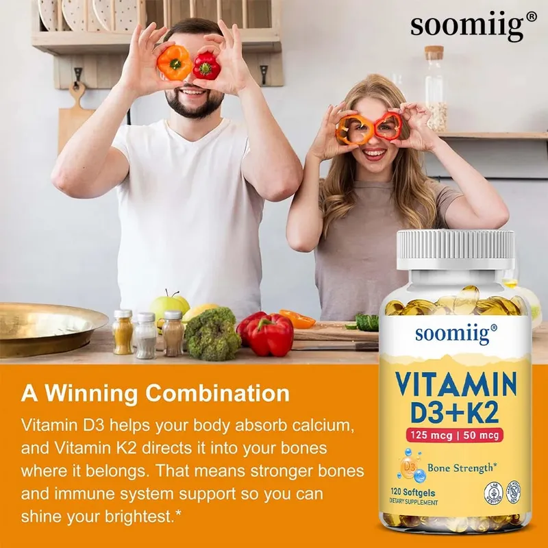 Vitamine D3 K2 - Supplement voor botgezondheid en immuunondersteuning - met 5000 IE vitamine D en 50 mcg vitamine K2 sojavrij