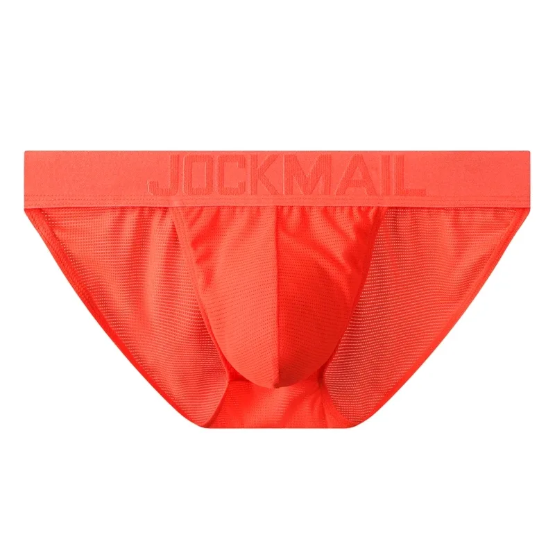 Jockmail Mans Underwear Gay Brief Nylon Mesh Sexy Low Waist Ropa Interior Hombre Letter Embroidery Sissy Panties Male Lingerie